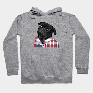 Cute Black Pug With Glasses Hoodie